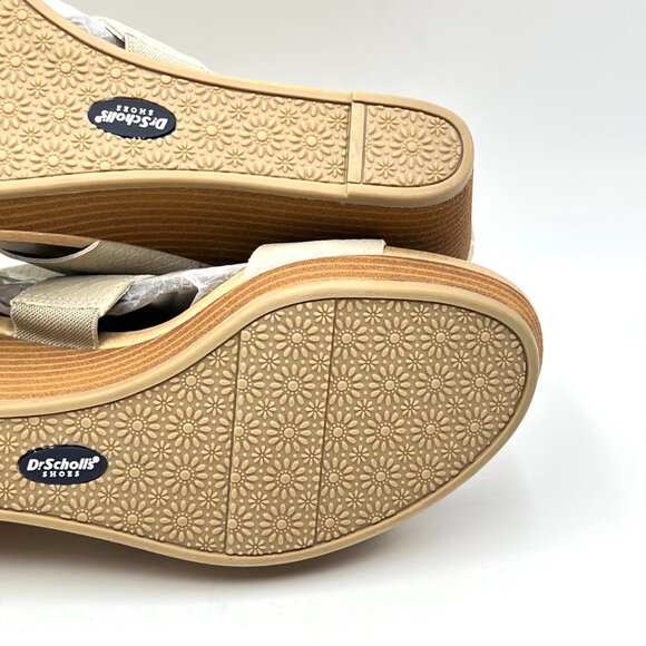 9.5W 9.5 WIDE WIDTH Dr Scholls Beige Oatmeal Snakeskin Wedges Sandals Shoes - Picture 12 of 15